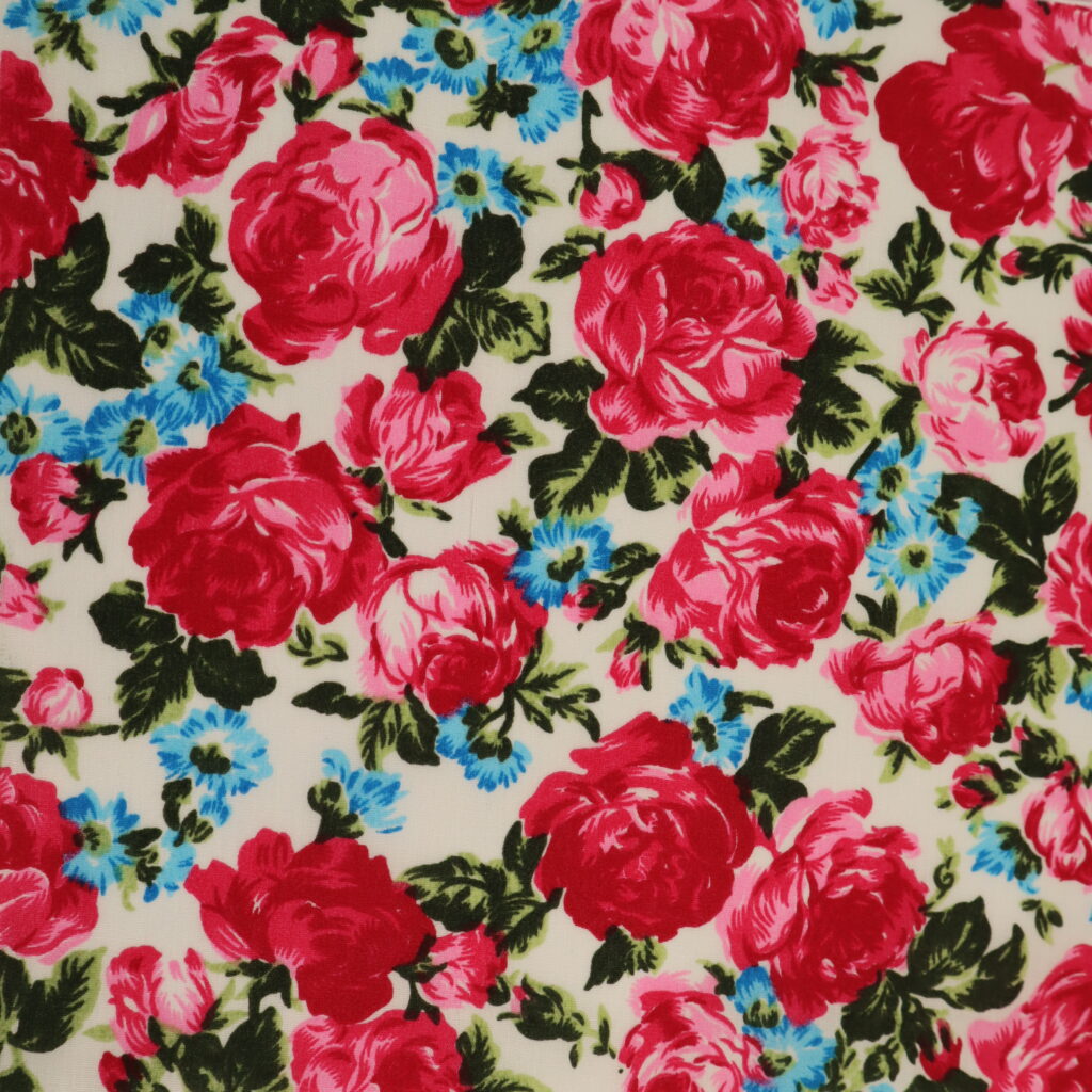 Polyester Cotton Print Pink Roses