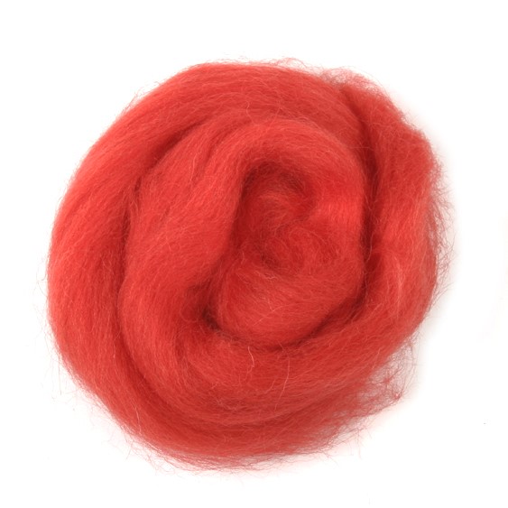 Natural Wool Roving: 10g: Red