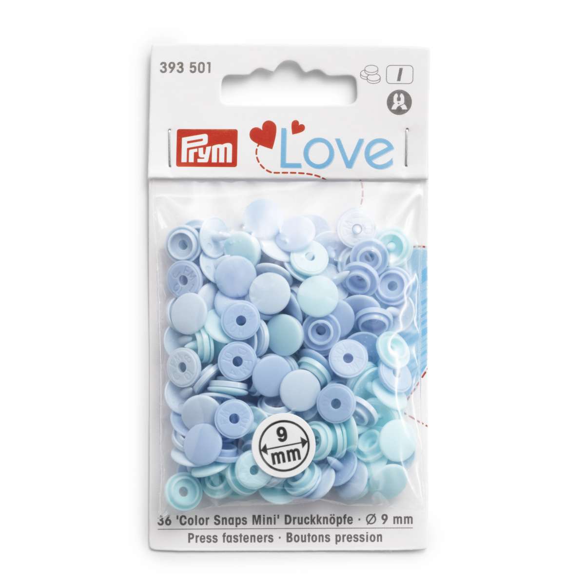 Prym Love Press fasteners Colour Snaps Mini, 9 mm, in shades of light blue