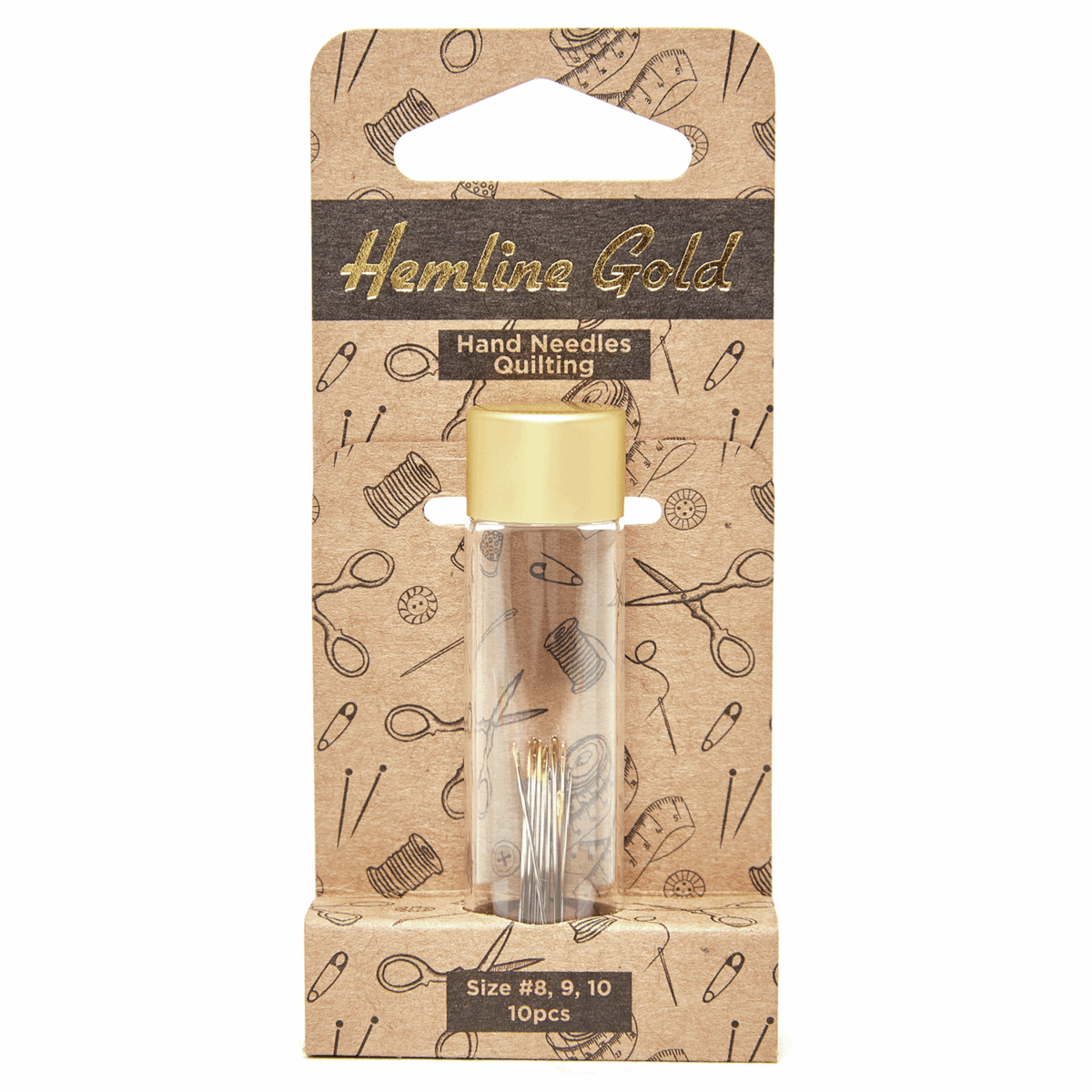 Hemline Gold Hand Sewing Needles - Premium - Quilting - Sizes 8-10