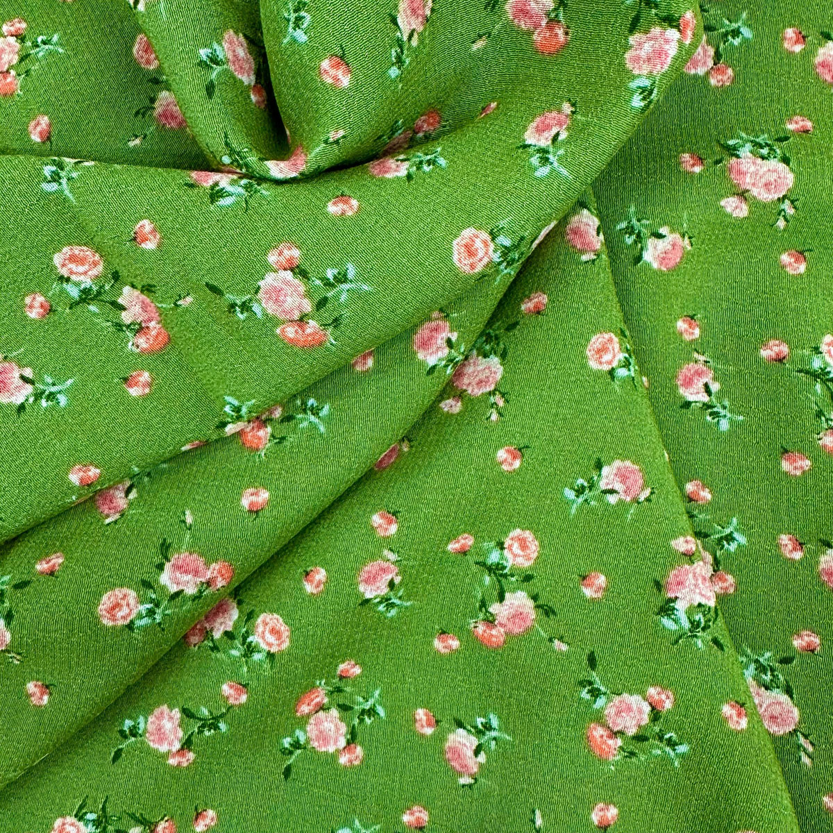 100% Viscose - Green and Pink Floral