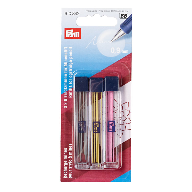 Prym refills for cartridge pencil 0.9mm assorted colours
