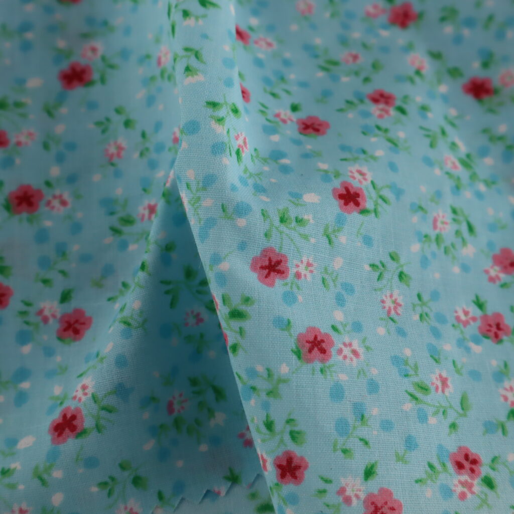 Polyester Cotton Print Florals On Sky