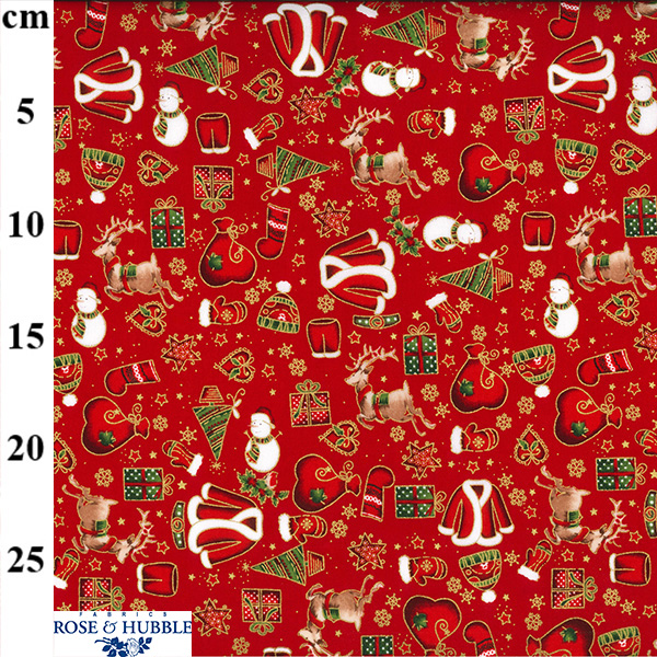 100% Cotton Christmas Print - Red Christmas Mix