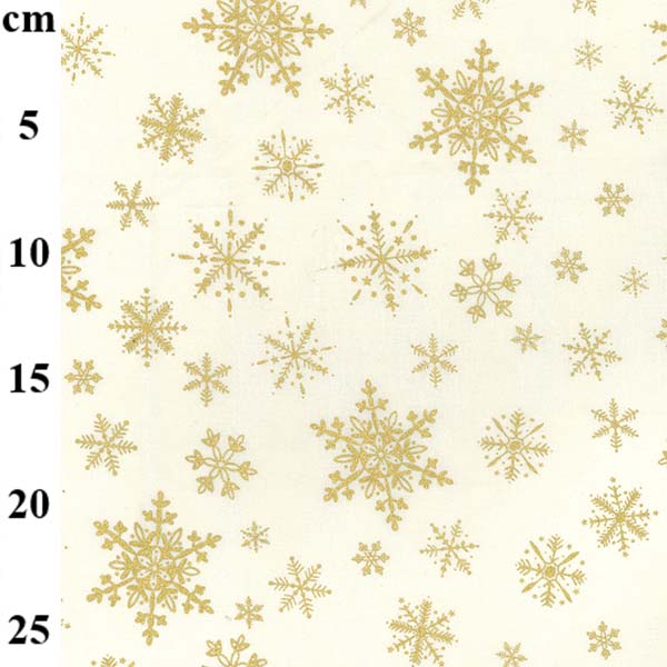 100% Cotton Christmas Print - Cream and Gold Stars