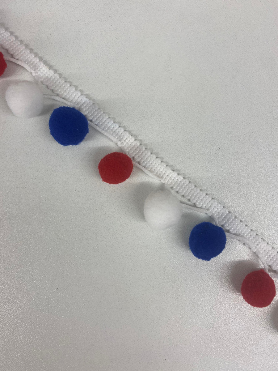 Red, White, Blue Pom Pom Trimming