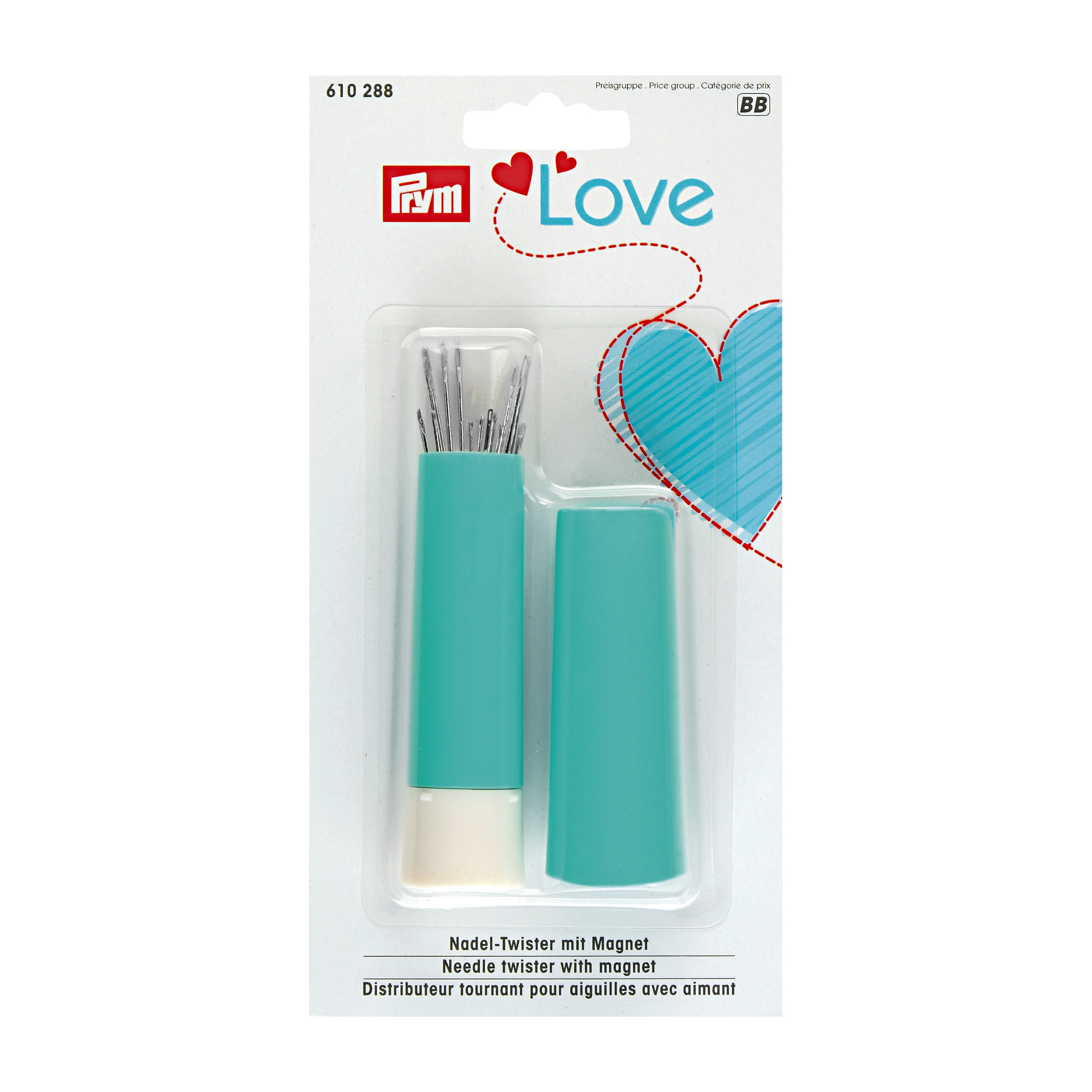 Prym Needle Twister, Prym Love, with sewing and darning needles