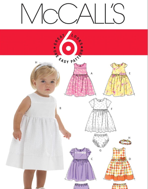 McCall's Pattern 6015 Infants' Lined Dresses, Panties and Headband