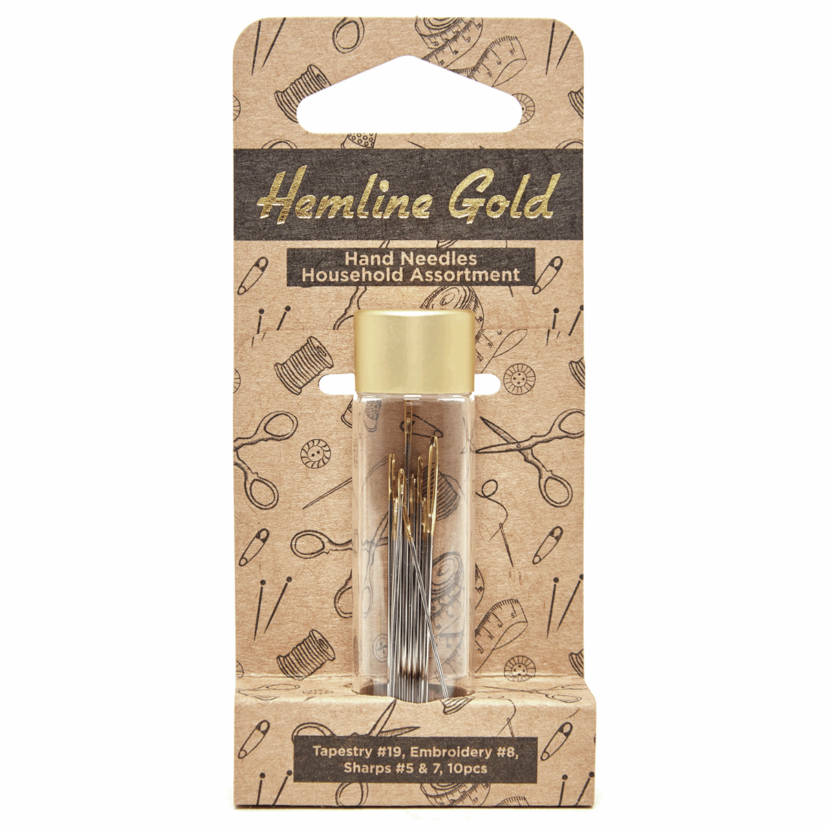 Hemline Gold Hand Sewing Needles - Premium - Household Needles - Assorted Sizes