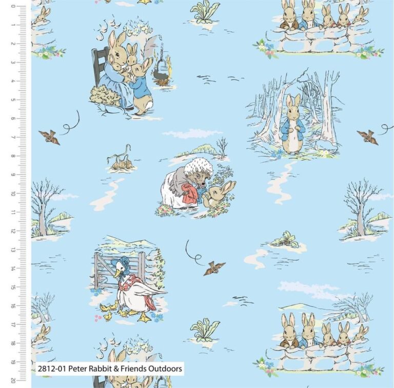 Peter Rabbit and Friends Fabric: Outdoors, Blue