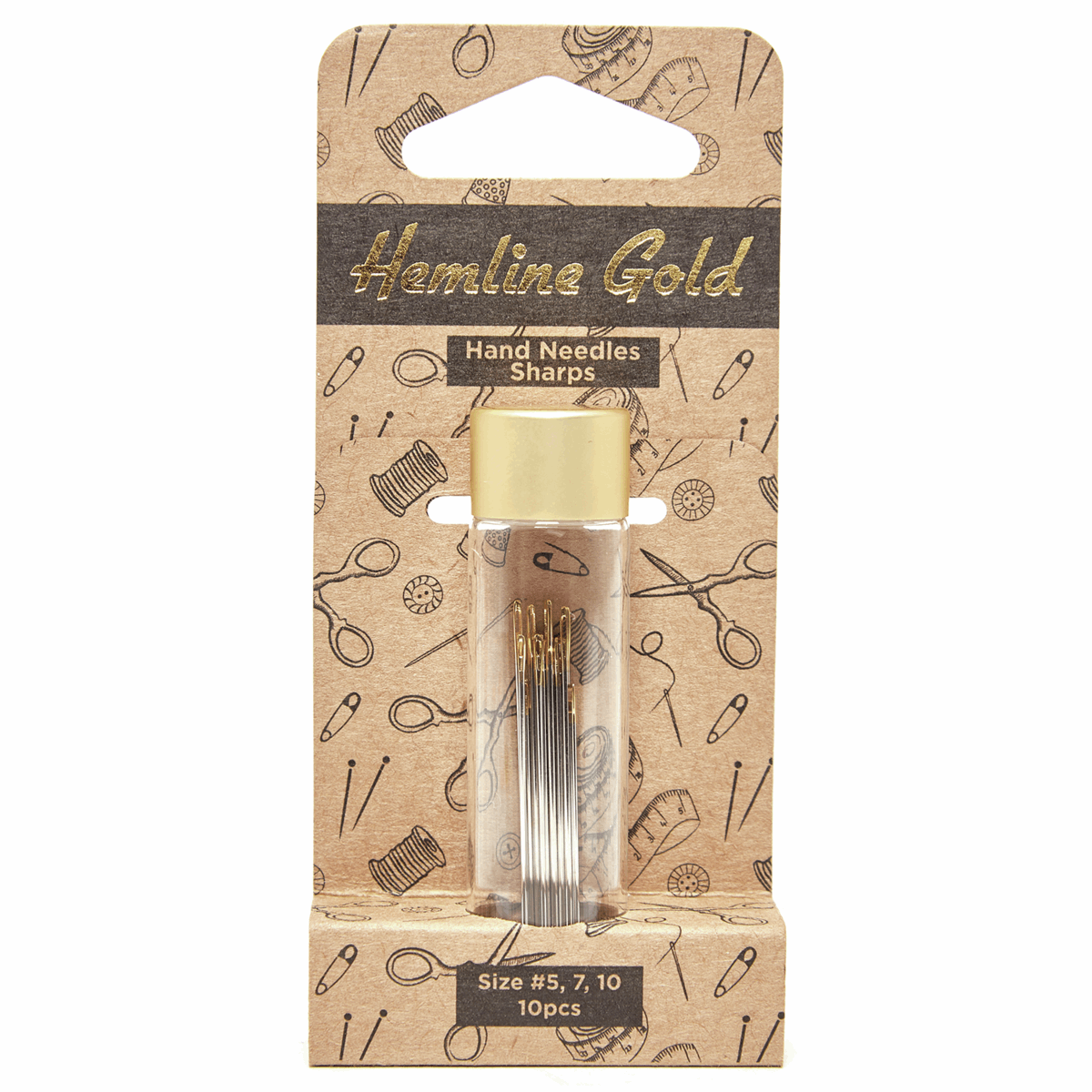 Hemline Gold Hand Sewing Needles - Premium - Sharps - Sizes 5-10