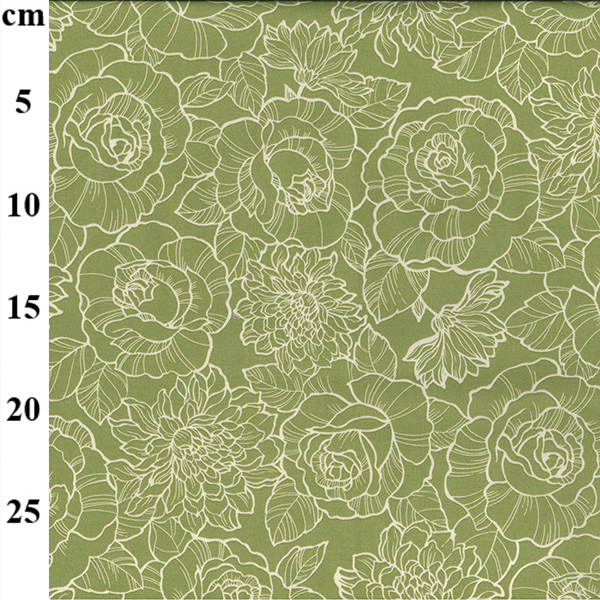 100% Cotton Poplin Print Floral Design Sage
