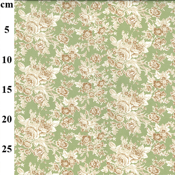 100% Cotton Poplin Flower Print - Green