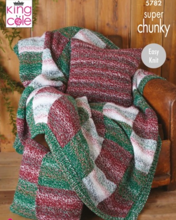 Blanket & Bed Runner: Knitted in Christmas Super Chunky Pattern 5782