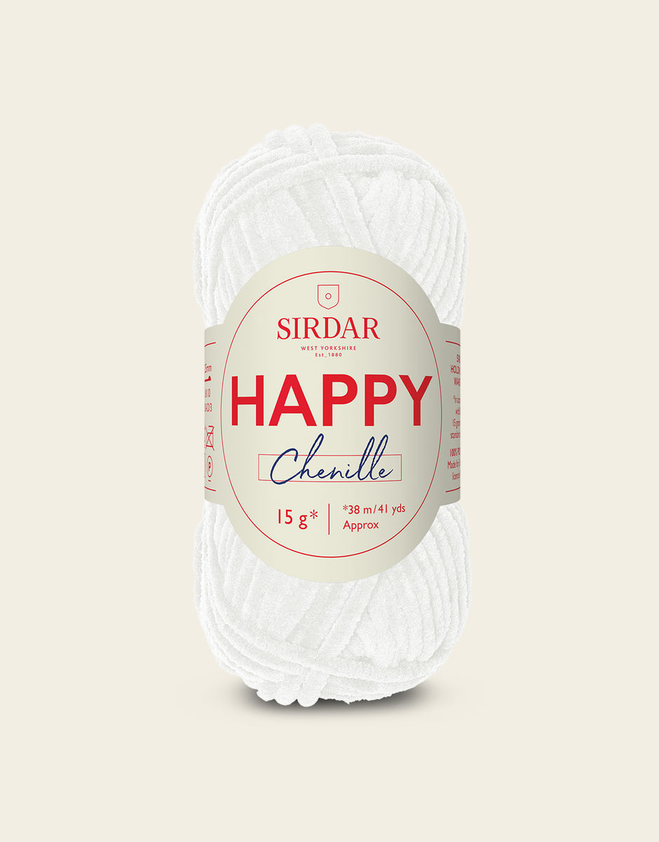 SIRDAR HAPPY CHENILLE, SNOWFLAKE 020 15G BALL