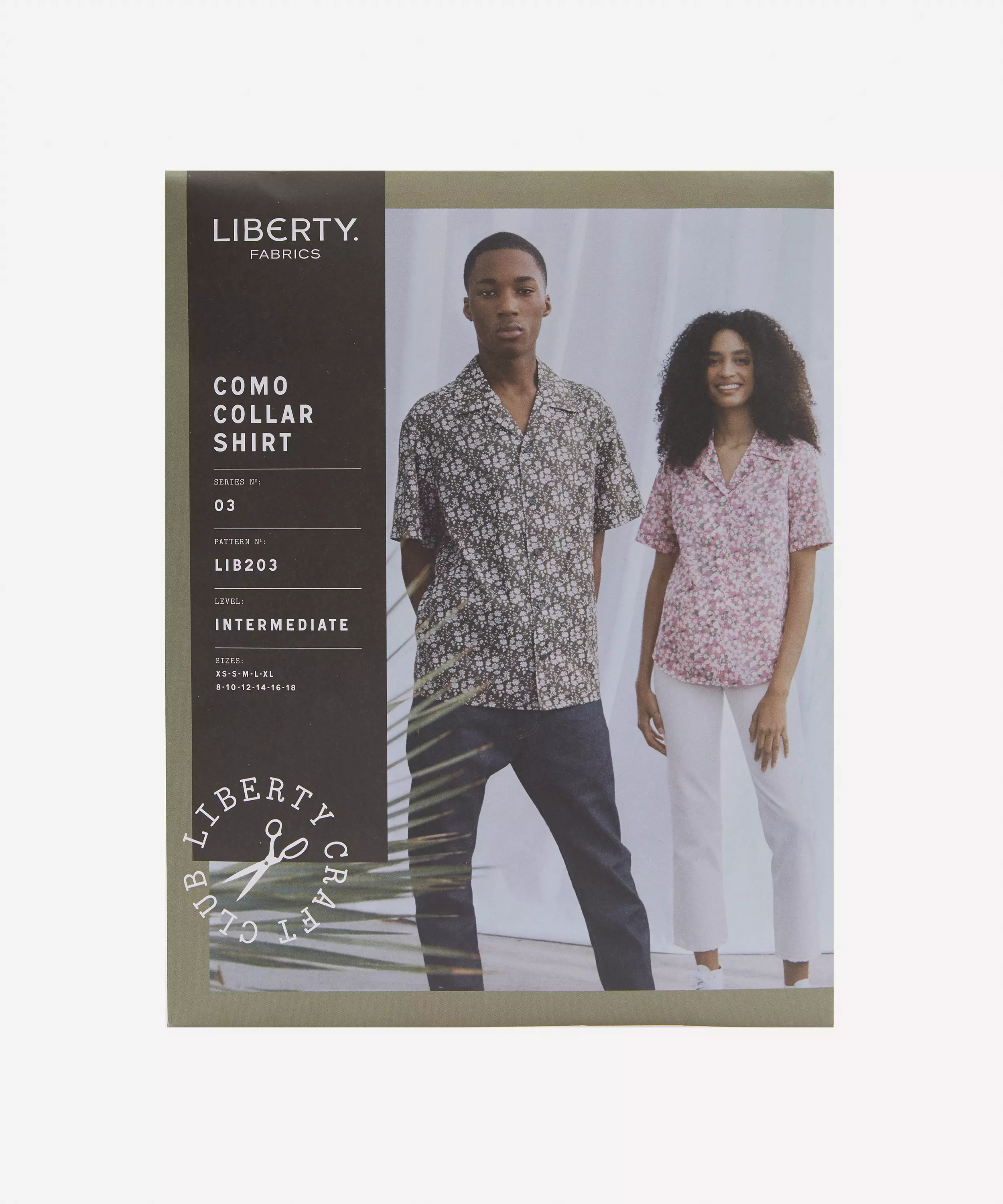 LIBERTY FABRICS Como Collar Shirt Sewing Pattern Size: XS-XL