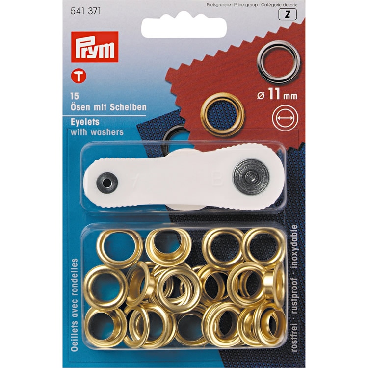 Prym Eyelets and washers, 11.0mm, gold-coloured