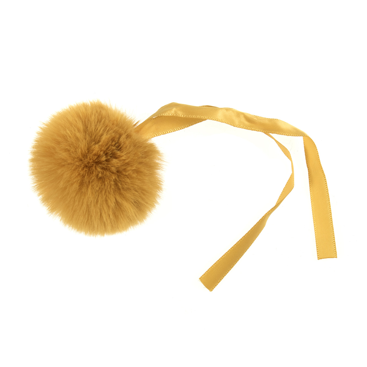 Pom Pom: Faux Fur: Medium: 6cm: 1 Piece: Mustard