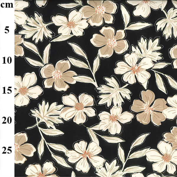 100% Cotton Poplin Flower Print - Black