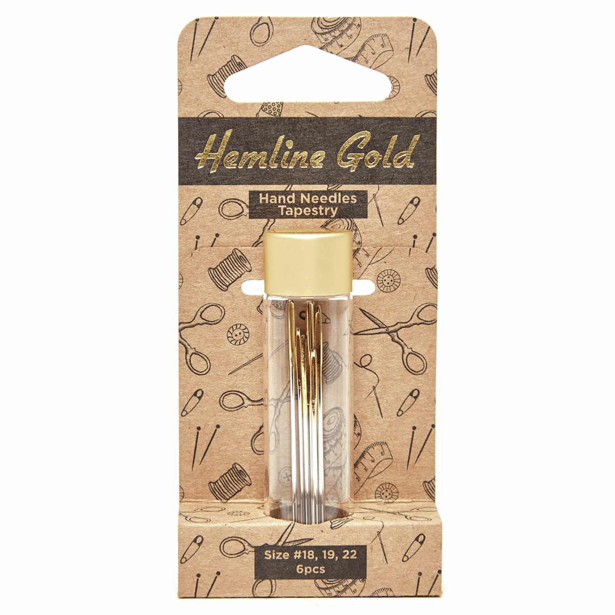 Hemline Gold Hand Sewing Needles - Premium - Tapestry - Sizes 18-22