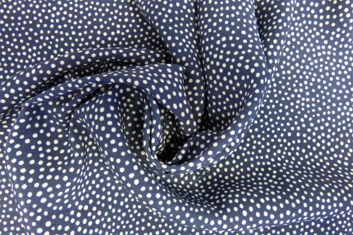 Lady McElroy Dotty About Dots Navy Viscose Challis Lawn