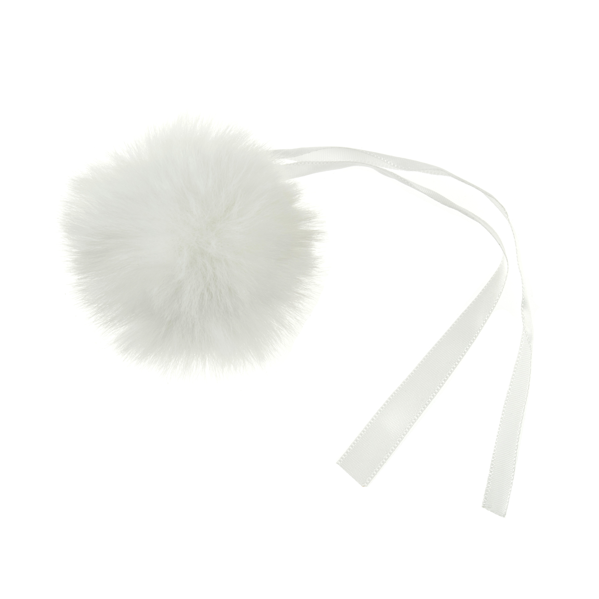 Pom Pom: Faux Fur: Medium: 6cm: 1 Piece: White