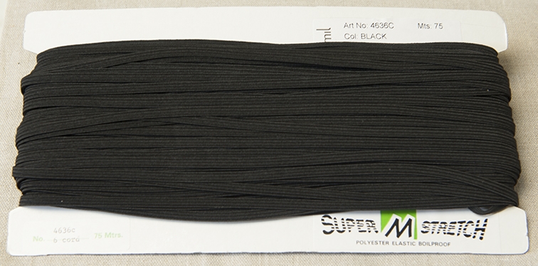 4mm black boil proof corded elastic