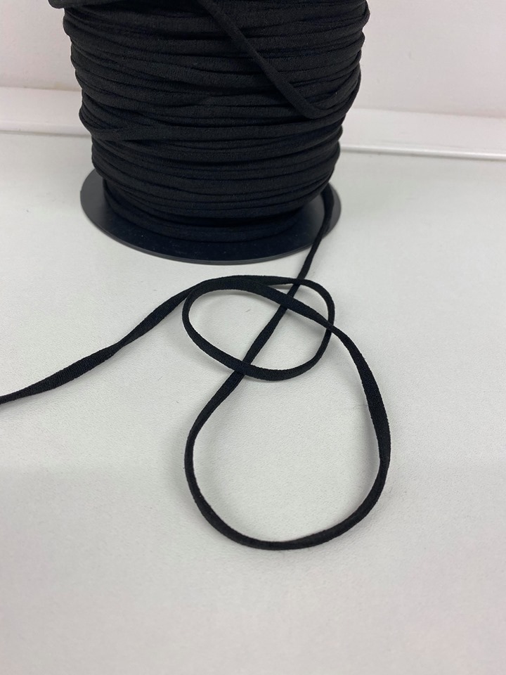 4mm Super Soft Flat Elastic - Perfect for ear loops on masks - Black