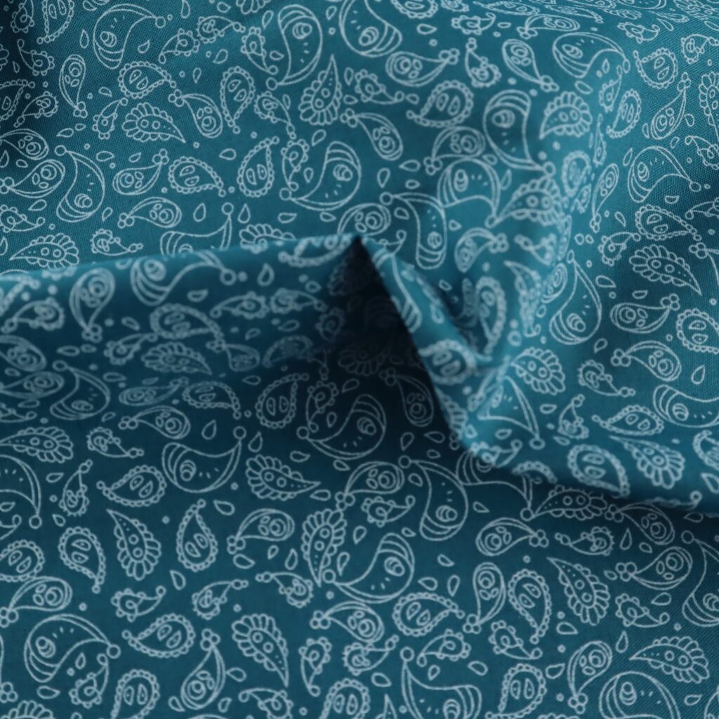 Polyester Cotton Print Paisley Teal