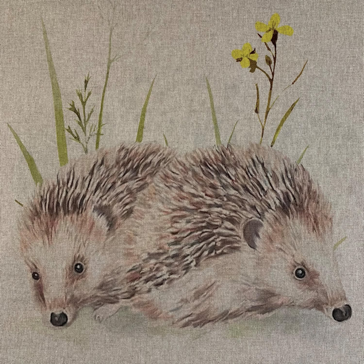 Chatham Glyn Linen Digital Hedgehog Panel of 3 Hedgehogs