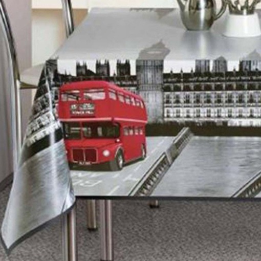  PVC London Buses Printed Pattern Tablecloth Fabric