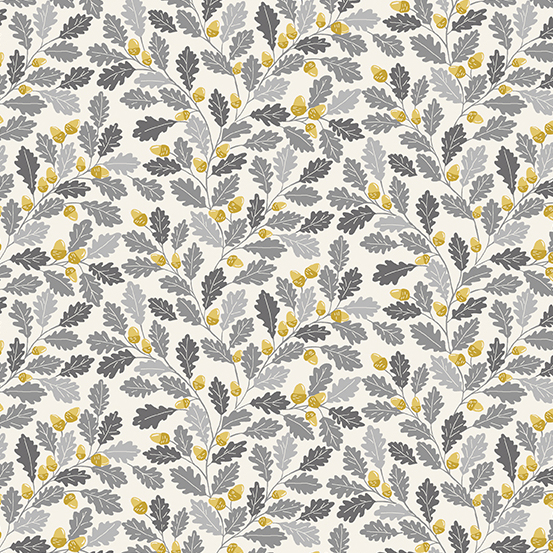 Heather and Sage Oak Leaves Grey and Yellow