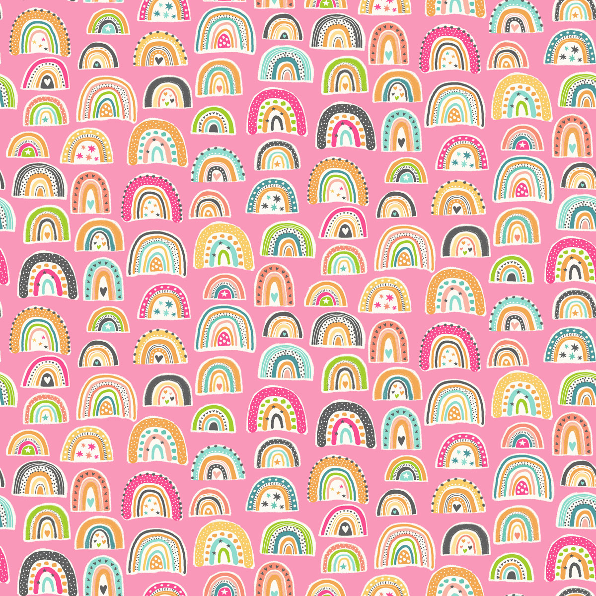 Makower In The Jungle Rainbows Pink