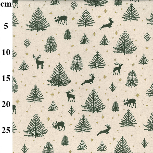 100% Cotton Christmas Print - Scandi Print - Reindeer/Trees