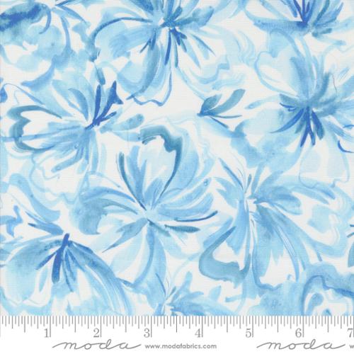 MODA Sunshine & Blue- Flower Burst Florals Watercolor