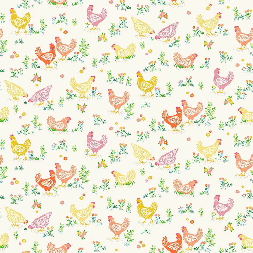 Hello Spring by Makower-Happy Hens Cream