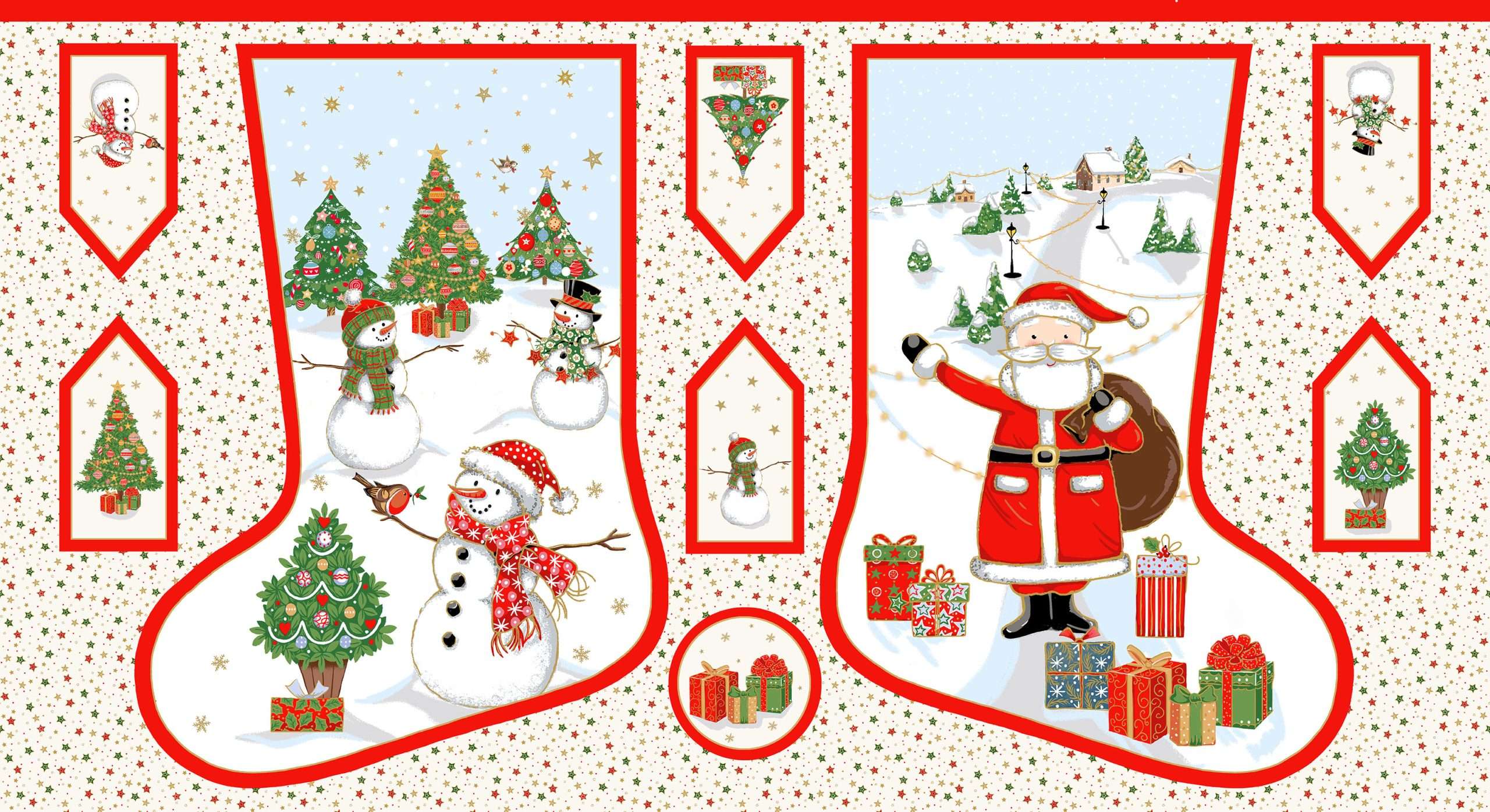 Jolly St Nick-by Makower-Stocking Panel