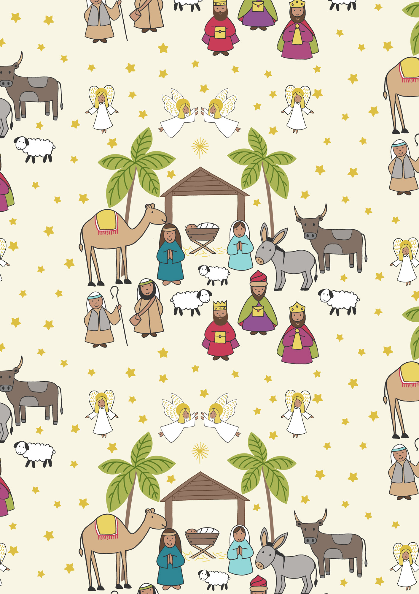 Away In A Manger Christmas-Nativity Scene-Cream