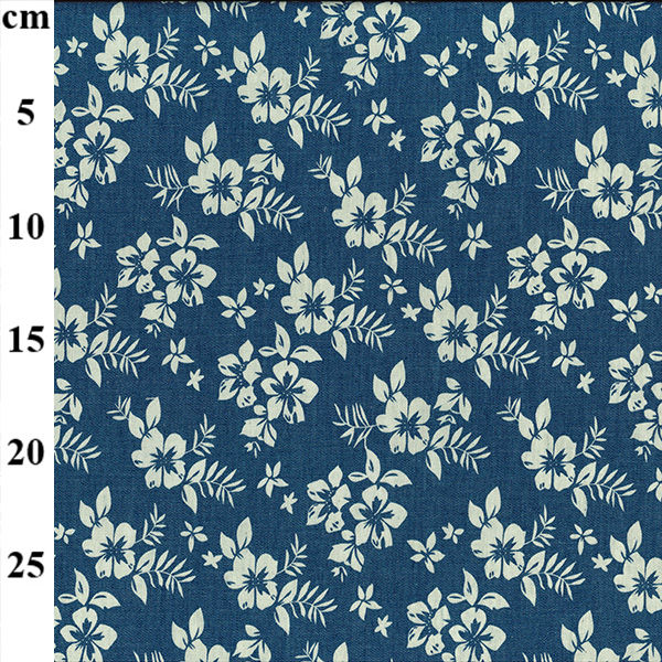 Chambray Floral Print- Flowers on Denim