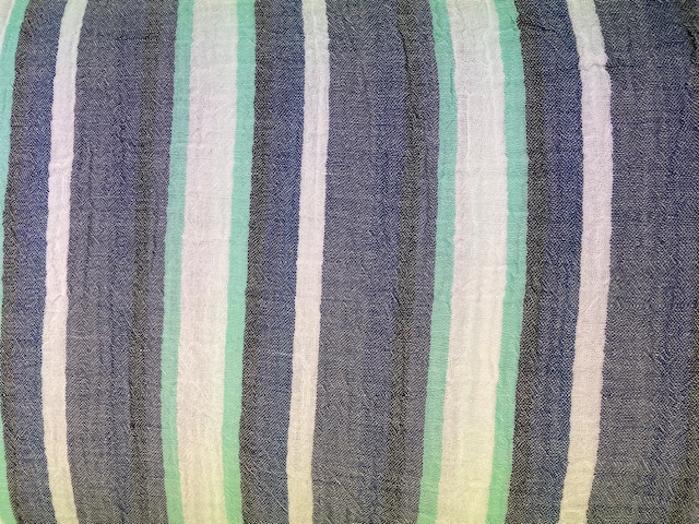 100% Cotton Stripe-Blue, Green and White