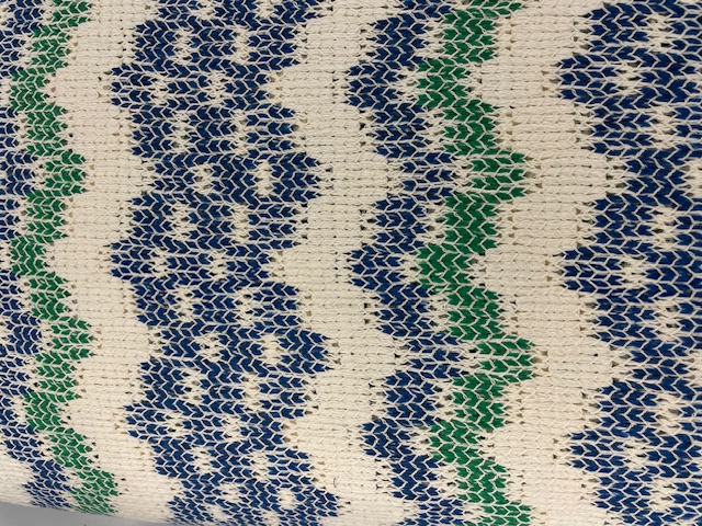 Polyester and Cotton  with Elastane- Cream/Royal/Green Stripe