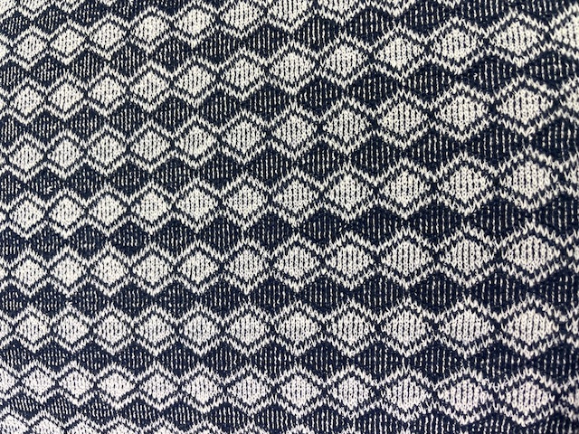 Polyester and Cotton  with Elastane- Navy Diamond