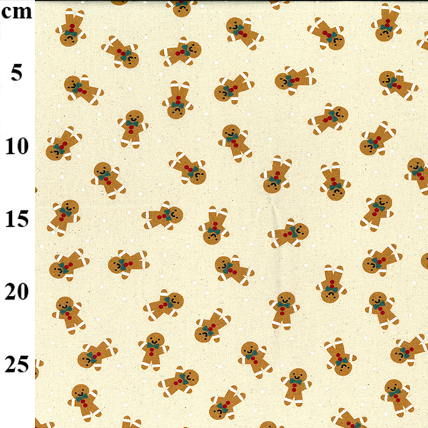 100% Cotton Christmas Print - Scandi Print - Gingerbread Men