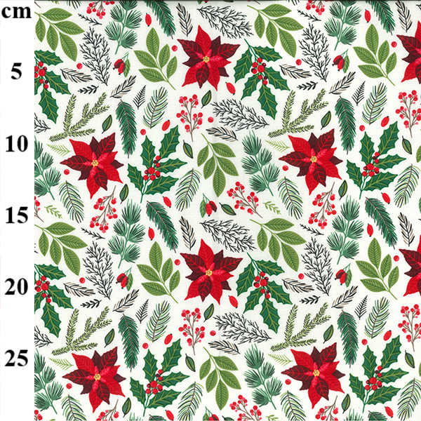 100% Cotton Christmas Print - Cream and Gold Stars