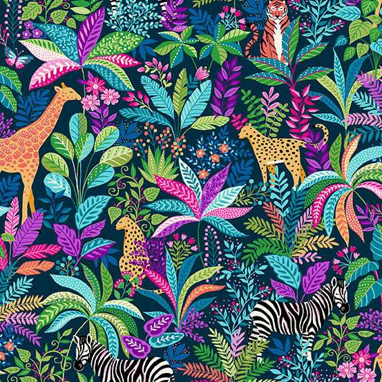 Makower Tropica Wildlife-Blue