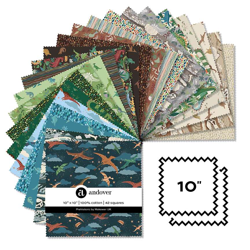 Makower Prehistoric 10 inch Squares Pack