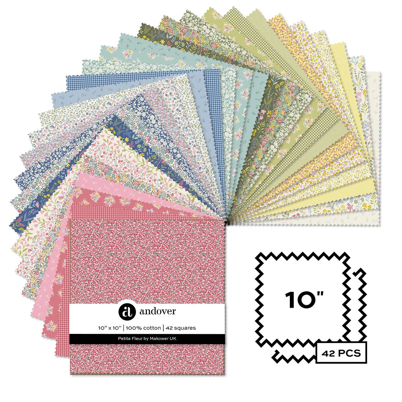 Makower Petite Fleur 10 inch Squares Pack