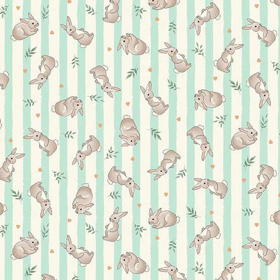 Little Ones - Bunnies Teal by Makower 