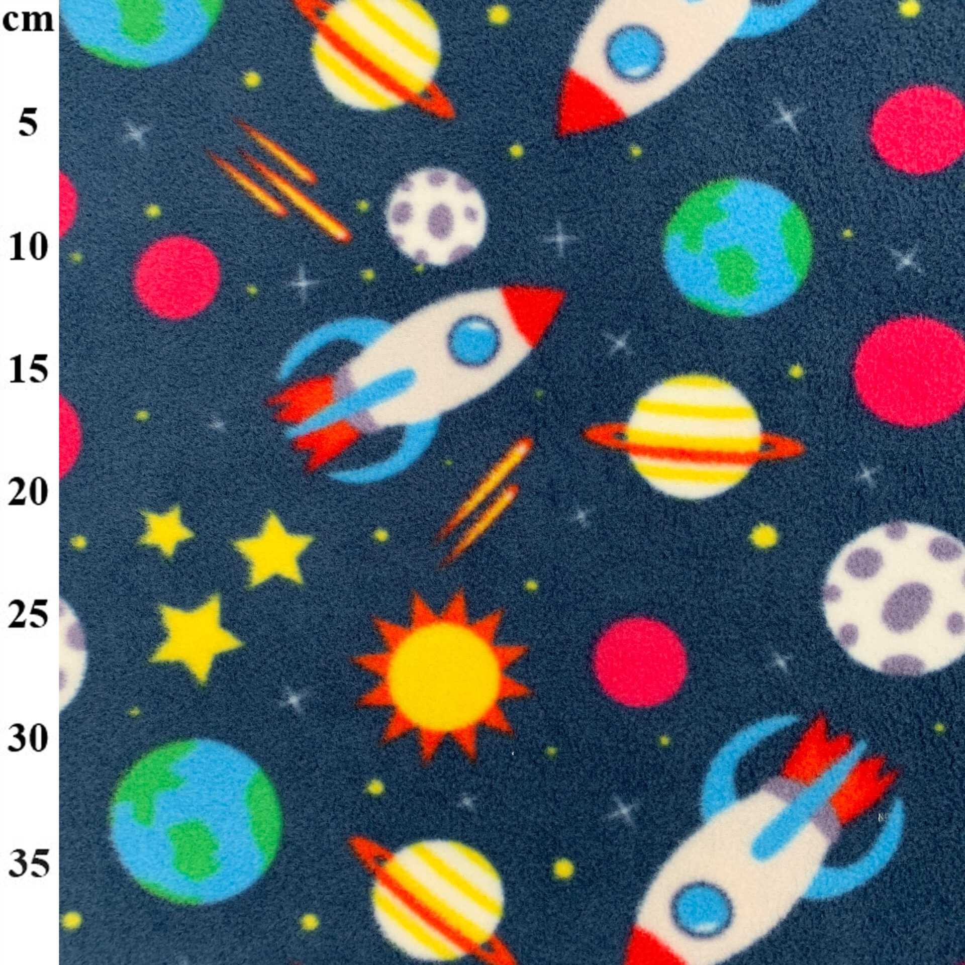 100% Polyester Anti-Pill Fleece Space on Navy
