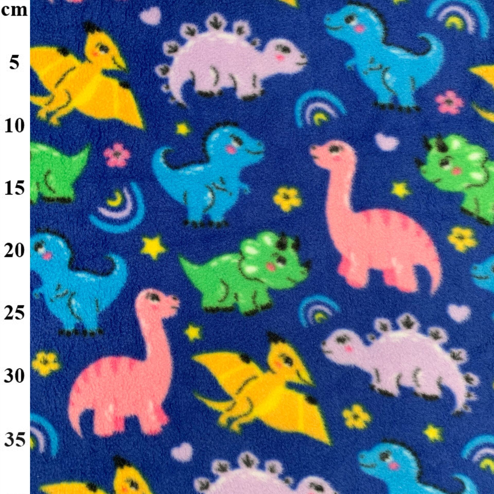 100% Polyester Anti-Pill Fleece-dinosaurs on royal blue